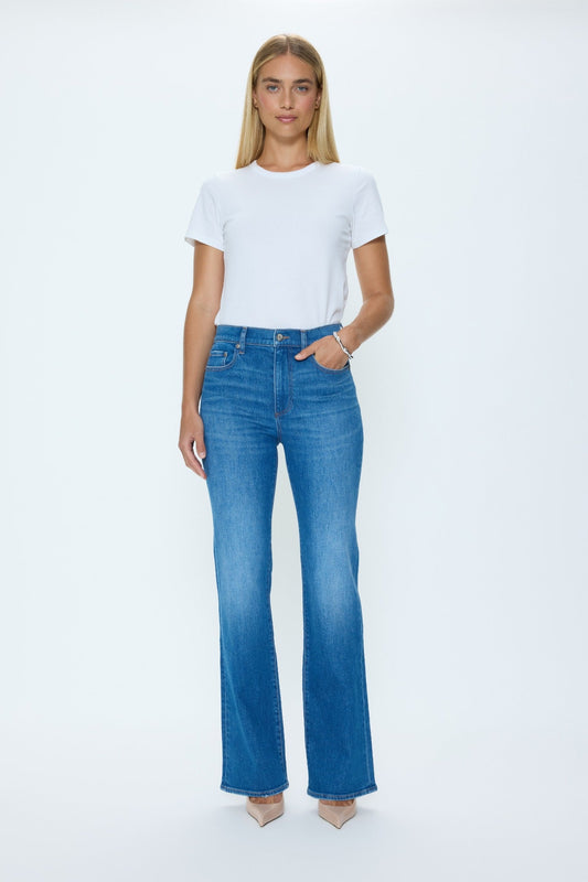 Allostudios Evie Højtaljede Slim Boot Jeans - Mellemblå