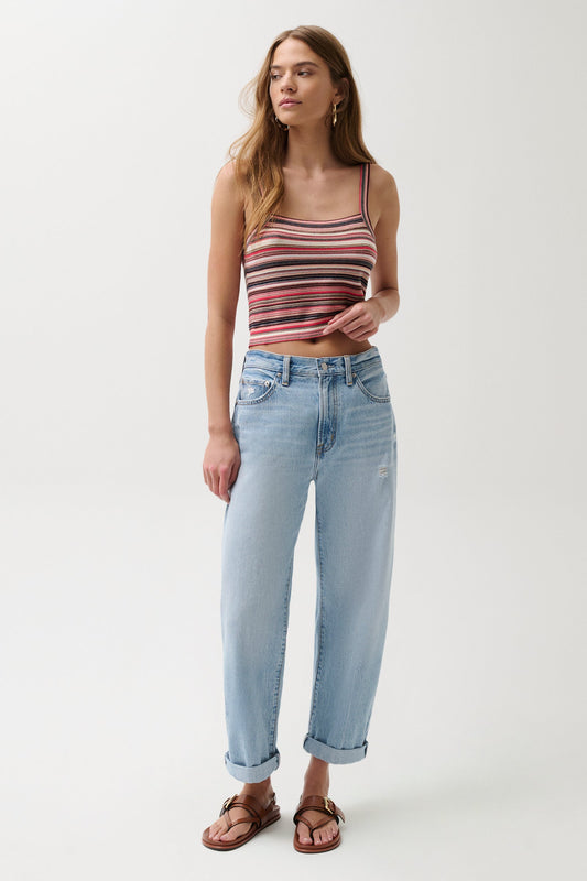 Allostudios Donny Boyfriend Jeans med Oprullede Bukseben - Old Blues