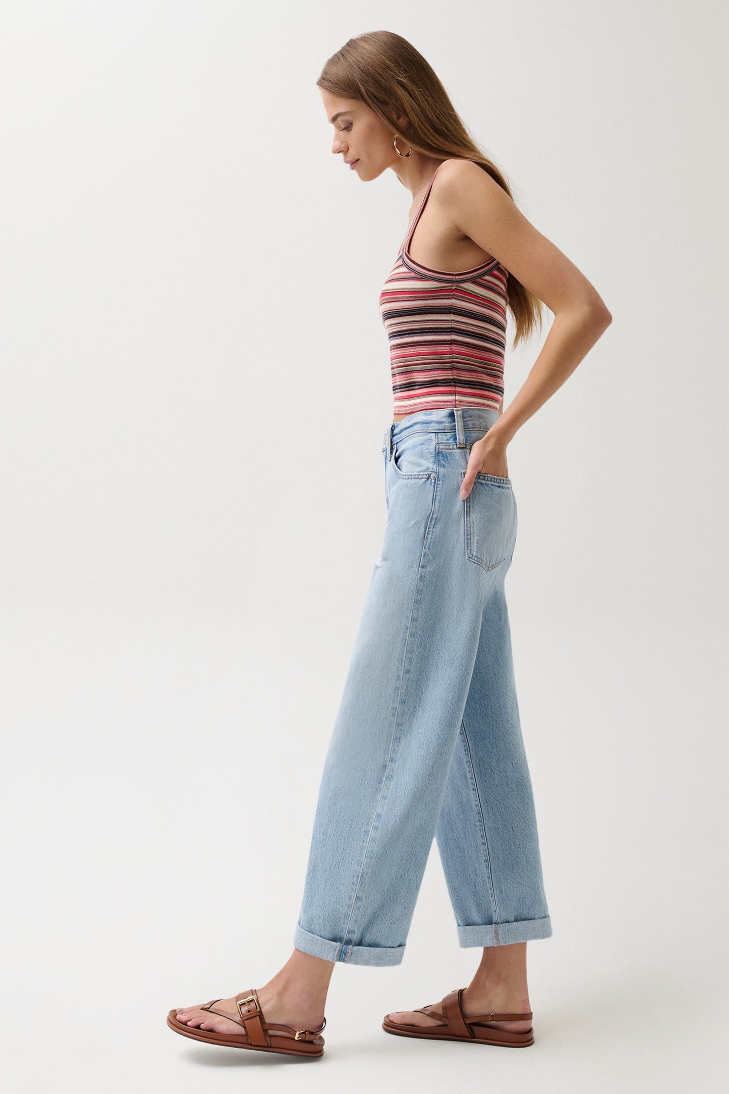 Allostudios Donny Boyfriend Jeans med Oprullede Bukseben - Old Blues