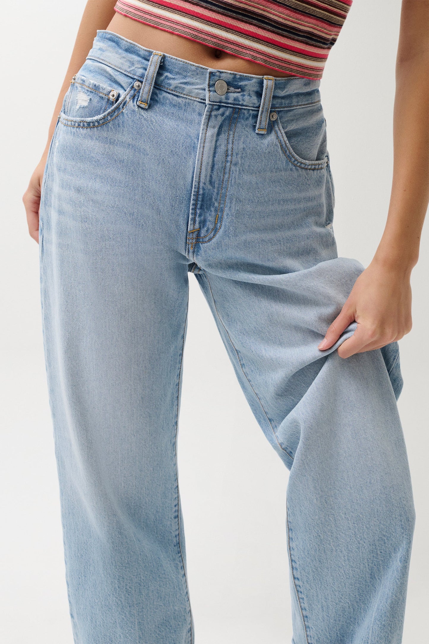 Allostudios Donny Boyfriend Jeans med Oprullede Bukseben - Old Blues