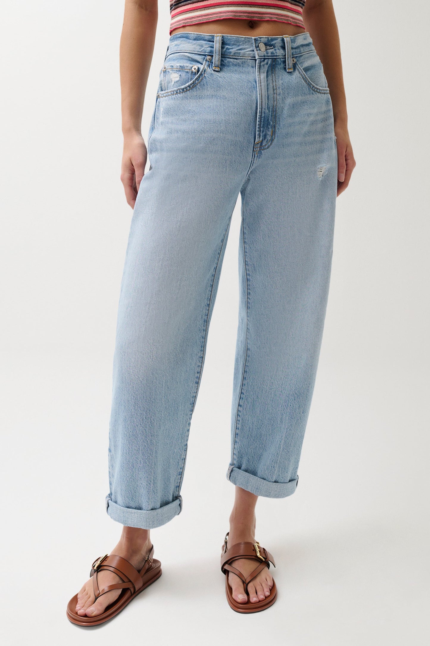 Allostudios Donny Boyfriend Jeans med Oprullede Bukseben - Old Blues