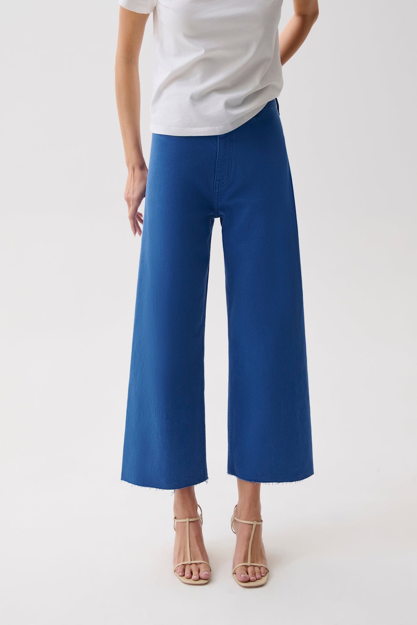 Allostudios – Penny Crop High Rise Wide Leg Jeans - Himmelblå