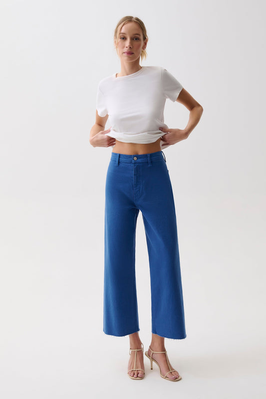 Allostudios – Penny Crop High Rise Wide Leg Jeans - Himmelblå