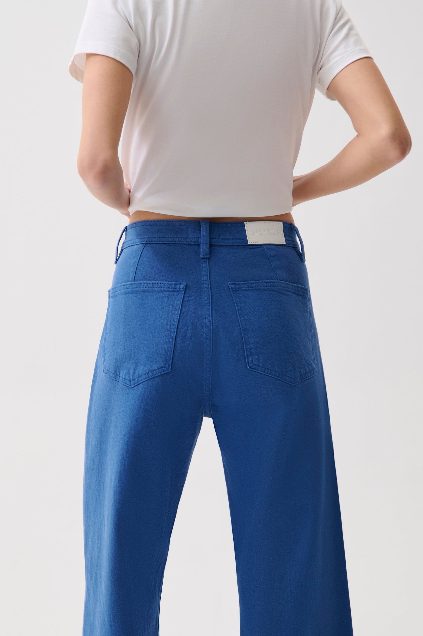 Allostudios – Penny Crop High Rise Wide Leg Jeans - Himmelblå