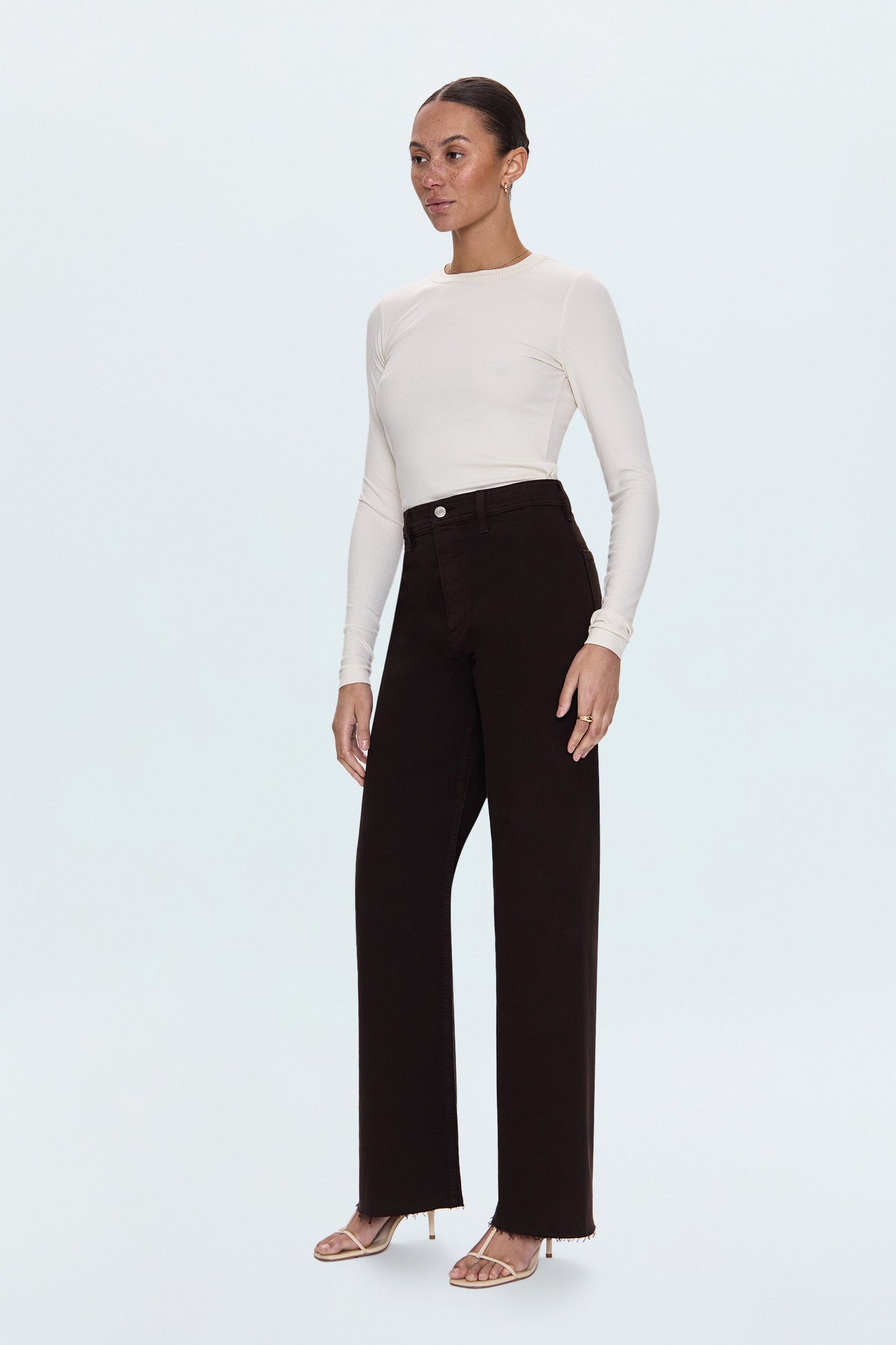 Allostudios – Penny Højtaljede Wide Leg Jeans - Dyb Sort Brun Denim