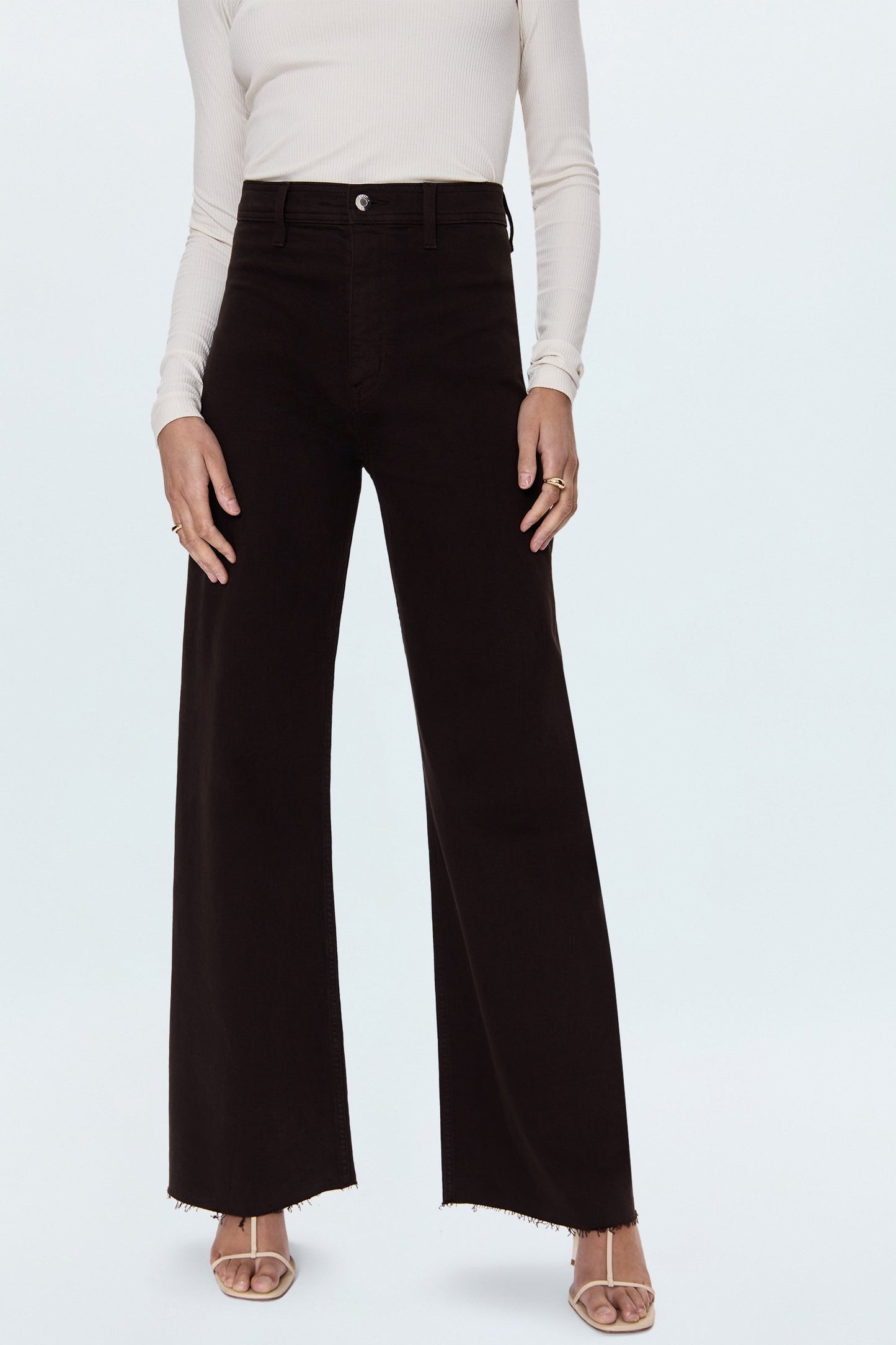 Allostudios – Penny Højtaljede Wide Leg Jeans - Dyb Sort Brun Denim