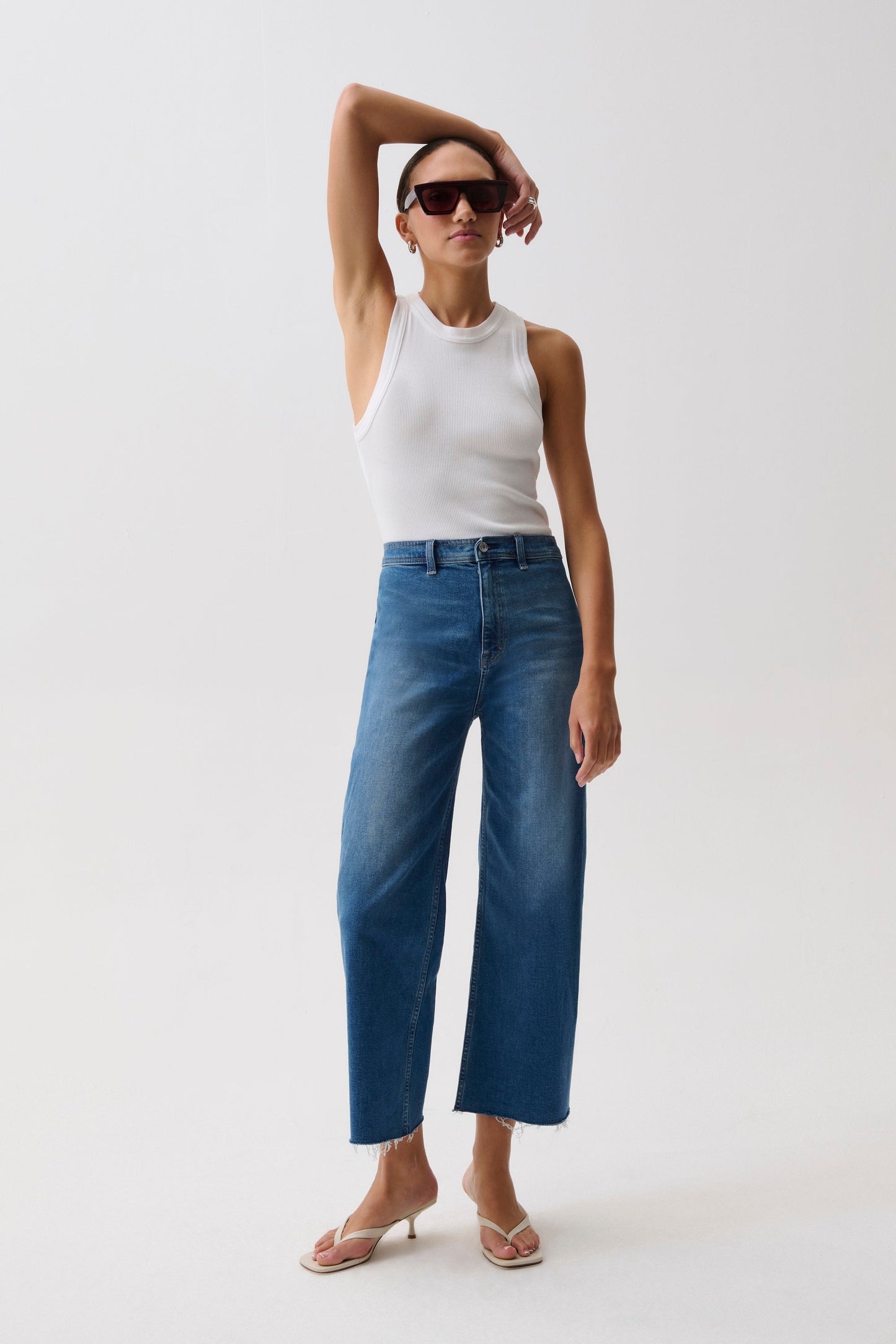 Allostudios – Penny Højtaljede Wide Leg Jeans - Mellemblå