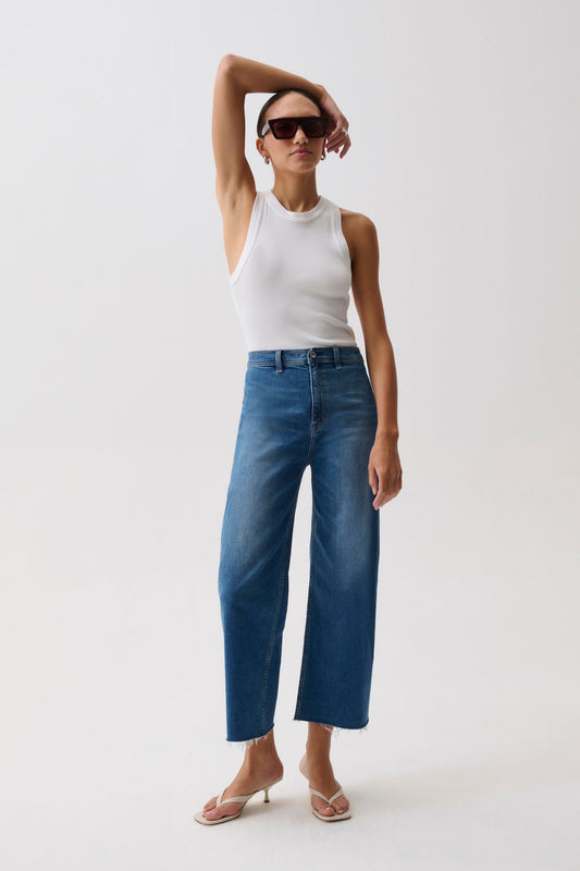 Allostudios – Penny Højtaljede Wide Leg Jeans - Mellemblå