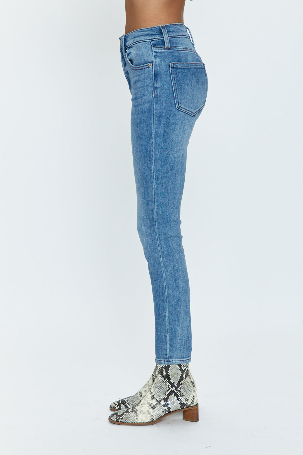Allostudios Aline Højtaljede Skinny Jeans - Mellemblå