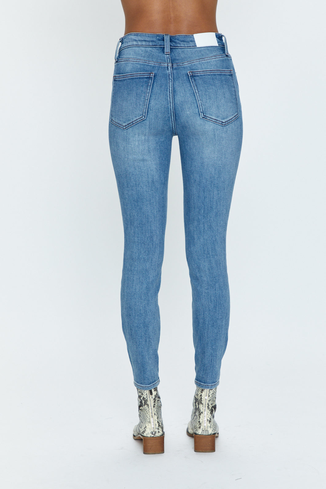 Allostudios Aline Højtaljede Skinny Jeans - Mellemblå