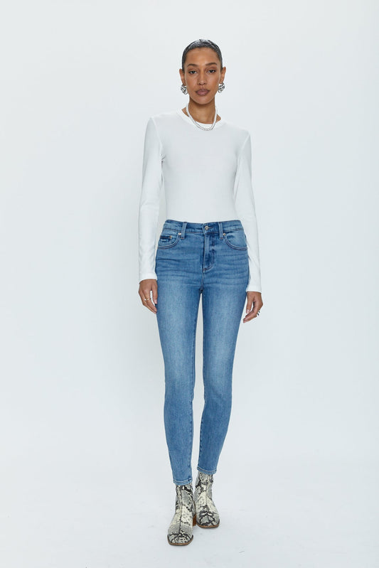 Allostudios Aline Højtaljede Skinny Jeans - Mellemblå