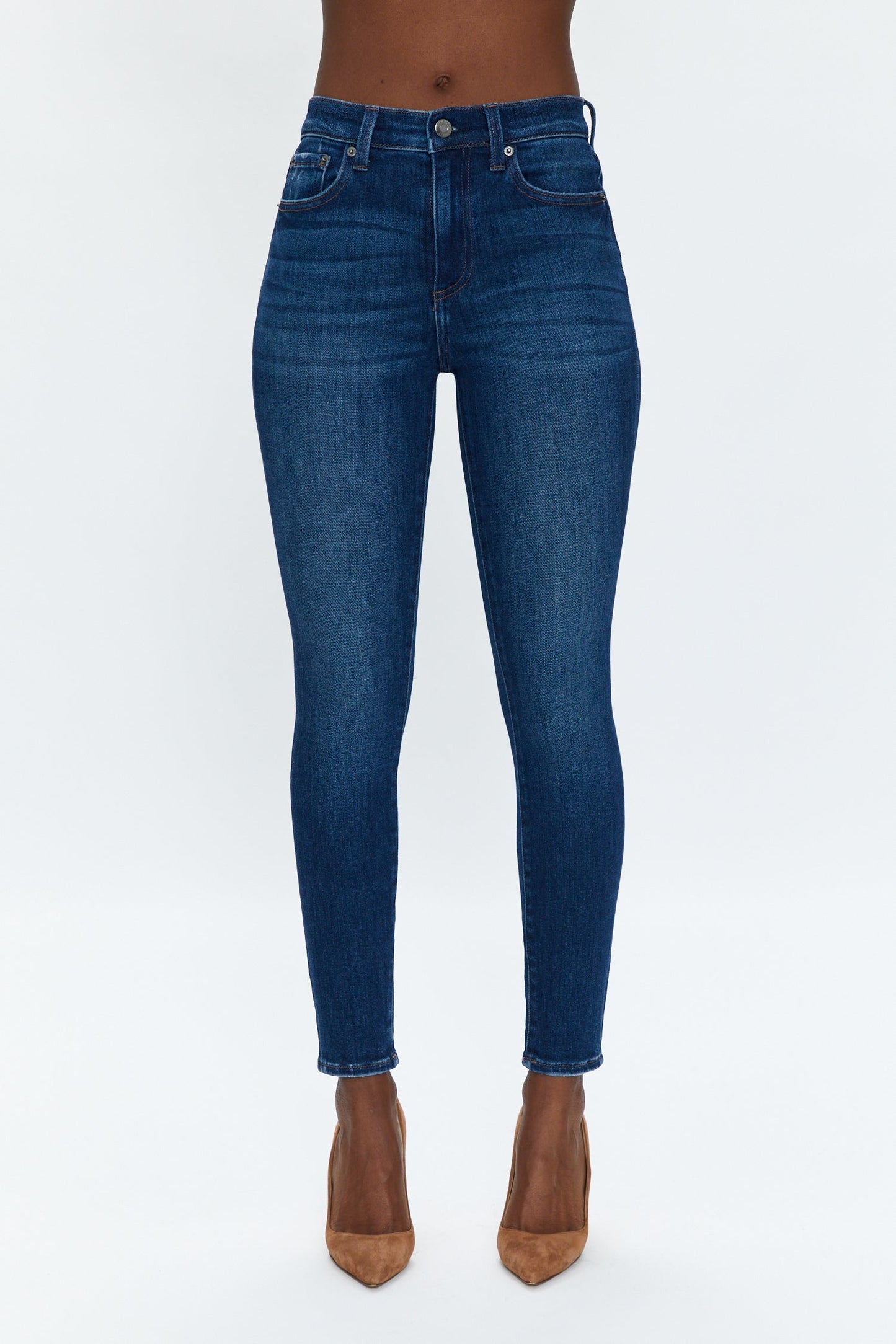 Allostudios – Aline Højtaljede Skinny Jeans - Mørk Indigo Denim