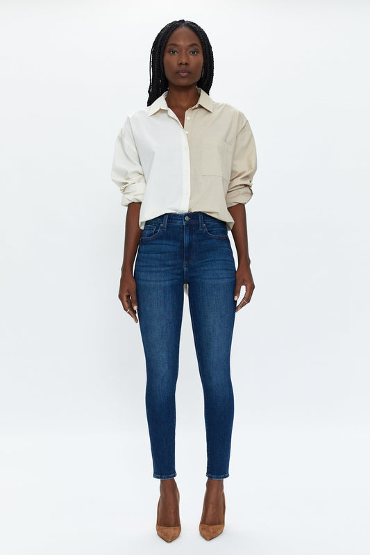 Allostudios – Aline Højtaljede Skinny Jeans - Mørk Indigo Denim