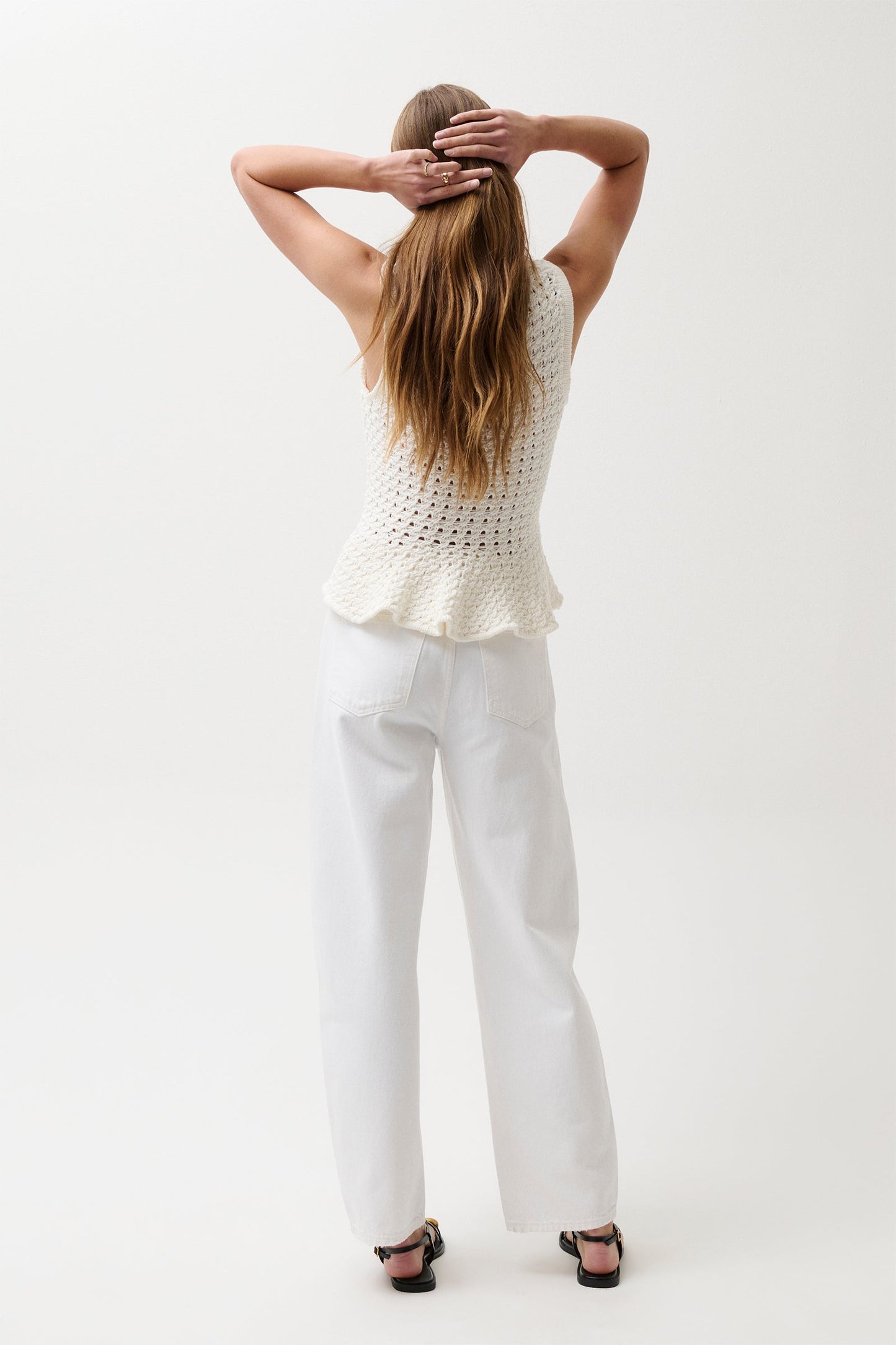 Allostudios – PETITE Wes High Rise Barrel Jeans - Hvid Denim
