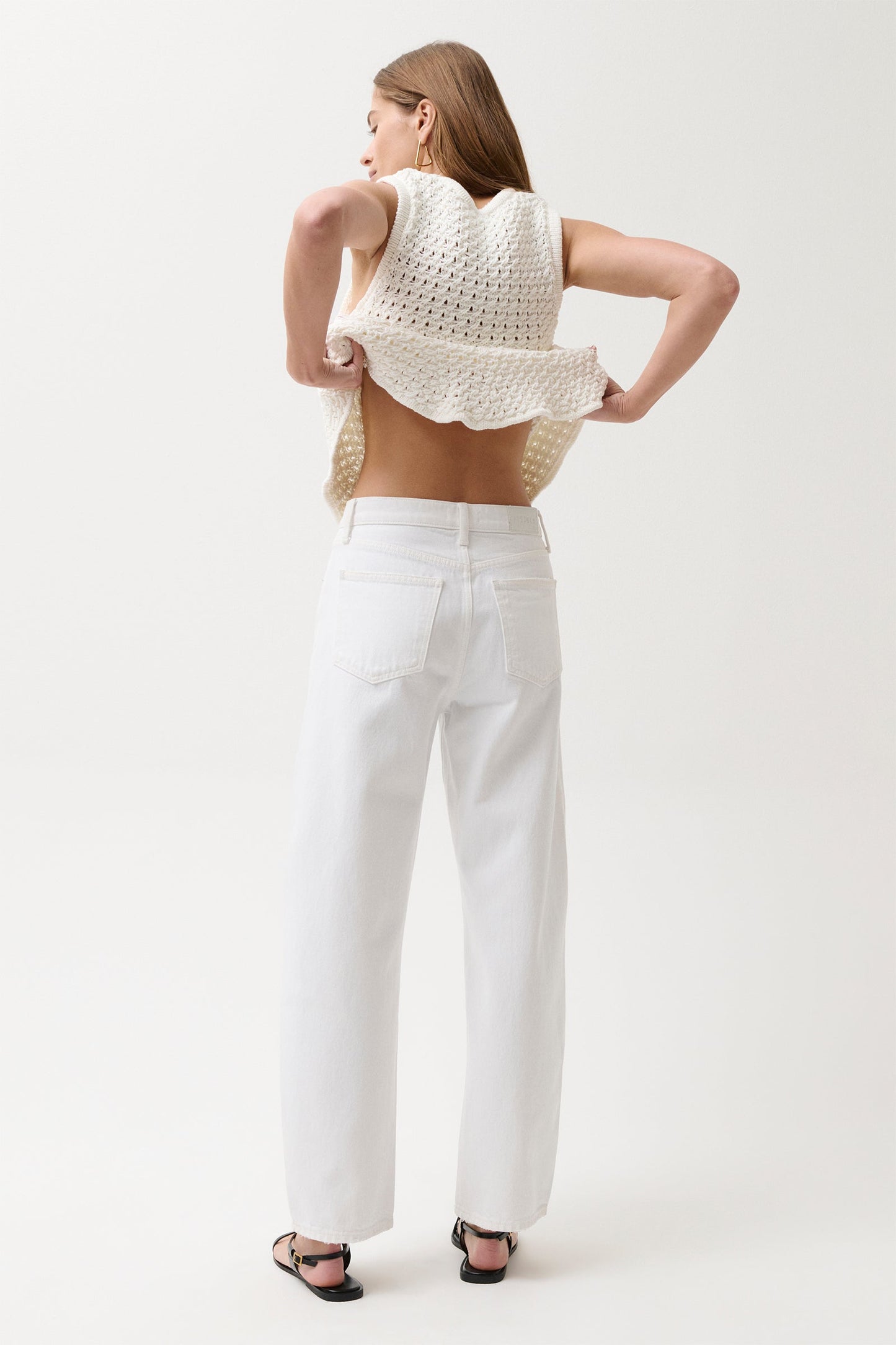 Allostudios – PETITE Wes High Rise Barrel Jeans - Hvid Denim