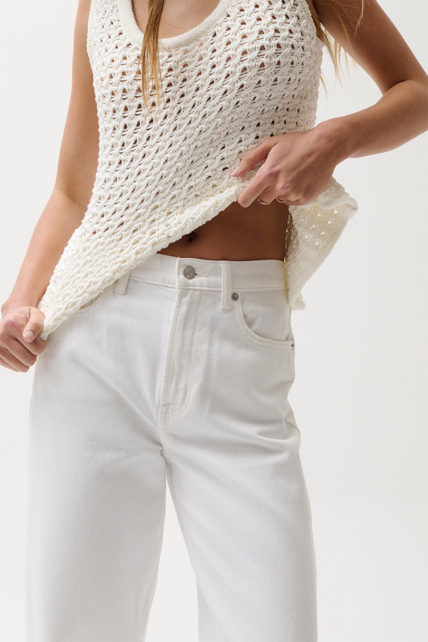 Allostudios – Wes Højtaljede Barrel Leg Jeans - Hvid
