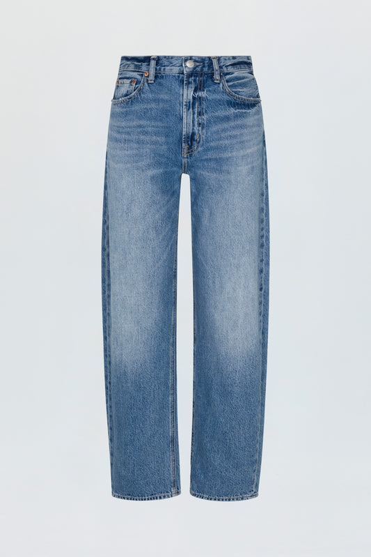 Allostudios – PETITE Wes Højtaljede Barrel Jeans - Medium Blue Wash