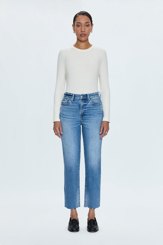 Allostudios – Charlie Højtaljede Klassiske Straight Jeans - Lyseblå Vintage Denim