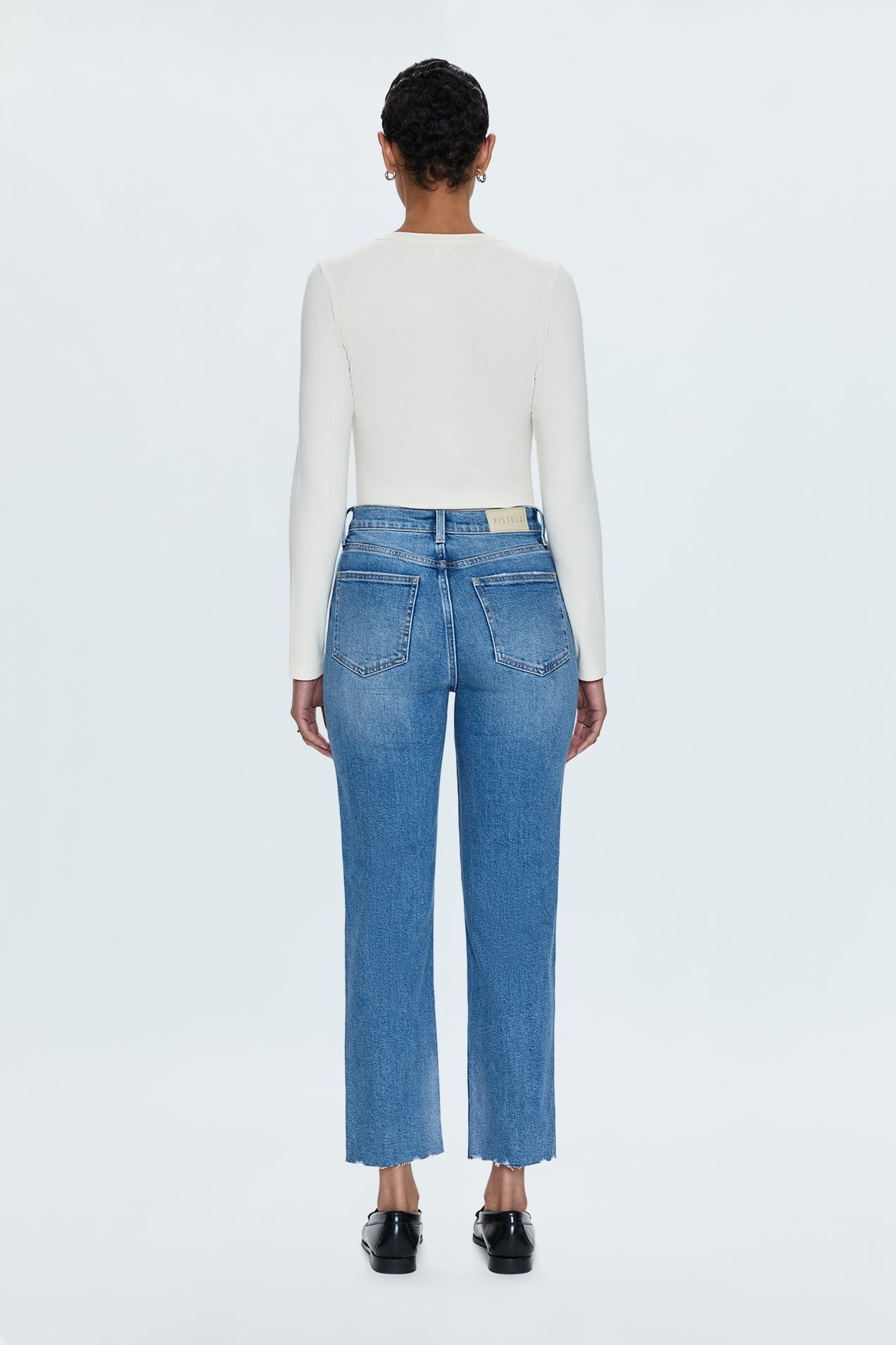 Allostudios – Charlie Højtaljede Klassiske Straight Jeans - Lyseblå Vintage Denim