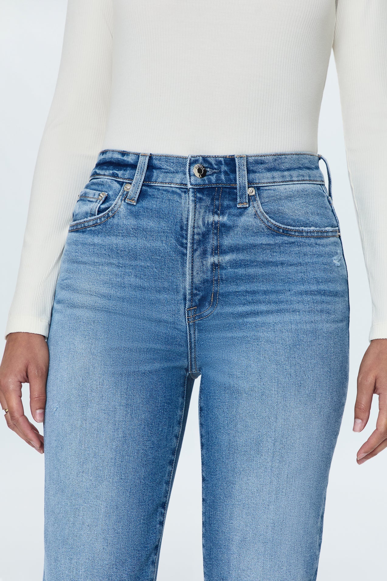 Allostudios – Charlie Højtaljede Klassiske Straight Jeans - Lyseblå Vintage Denim