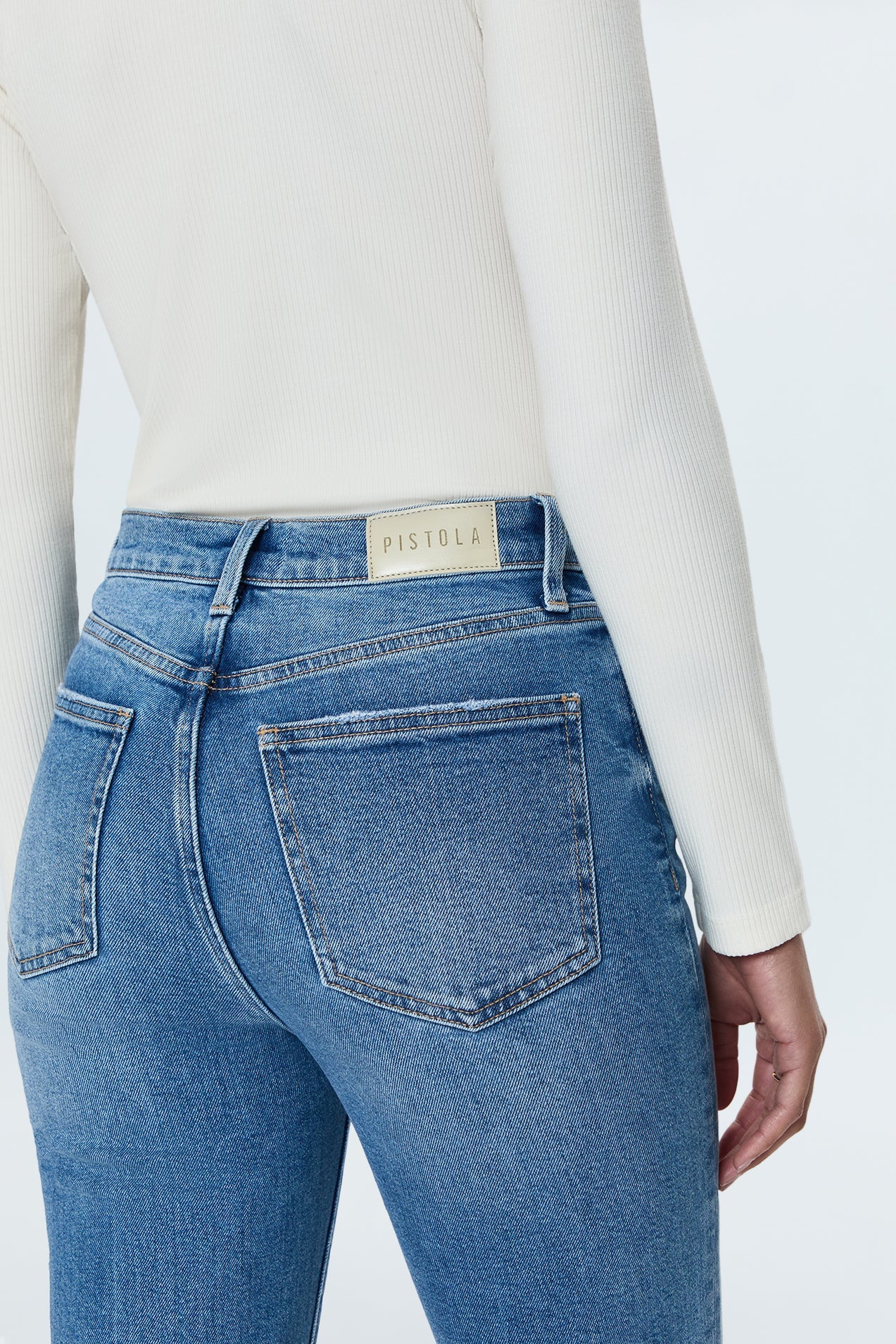 Allostudios – Charlie Højtaljede Klassiske Straight Jeans - Lyseblå Vintage Denim