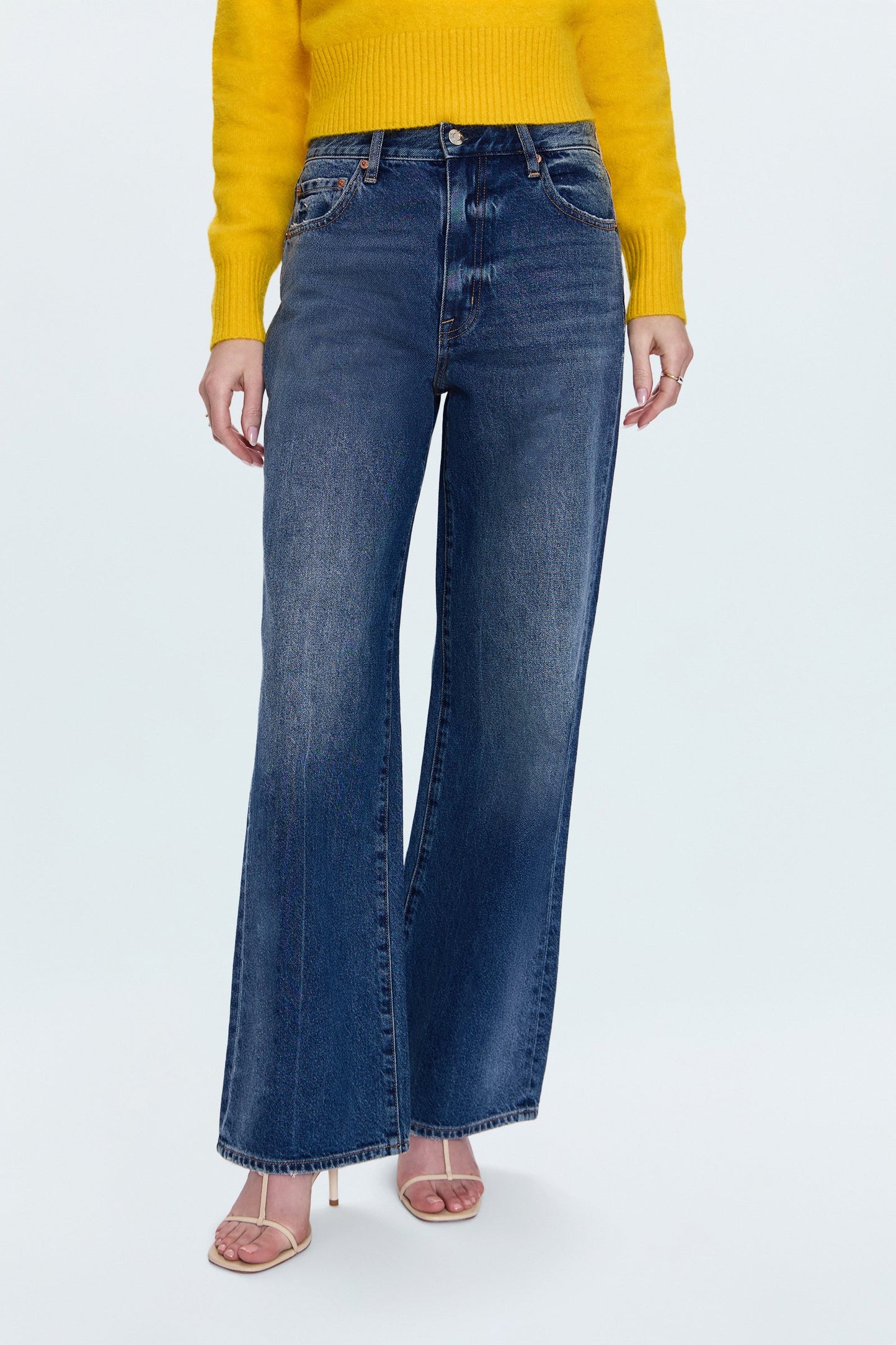Allostudios – Hendrix Højtaljede Baggy Jeans - Vintage Mellemblå Denim