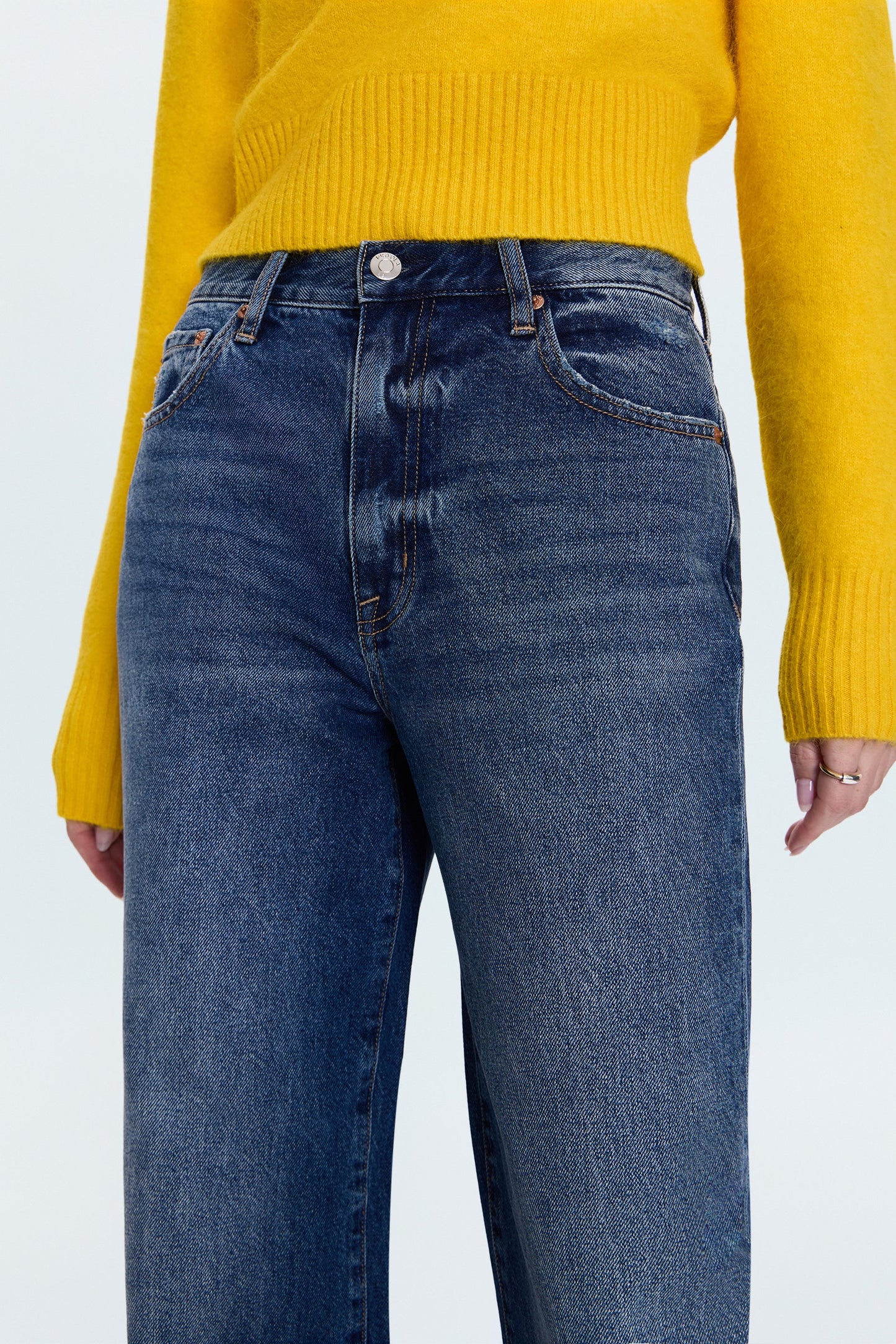 Allostudios – Hendrix Højtaljede Baggy Jeans - Vintage Mellemblå Denim
