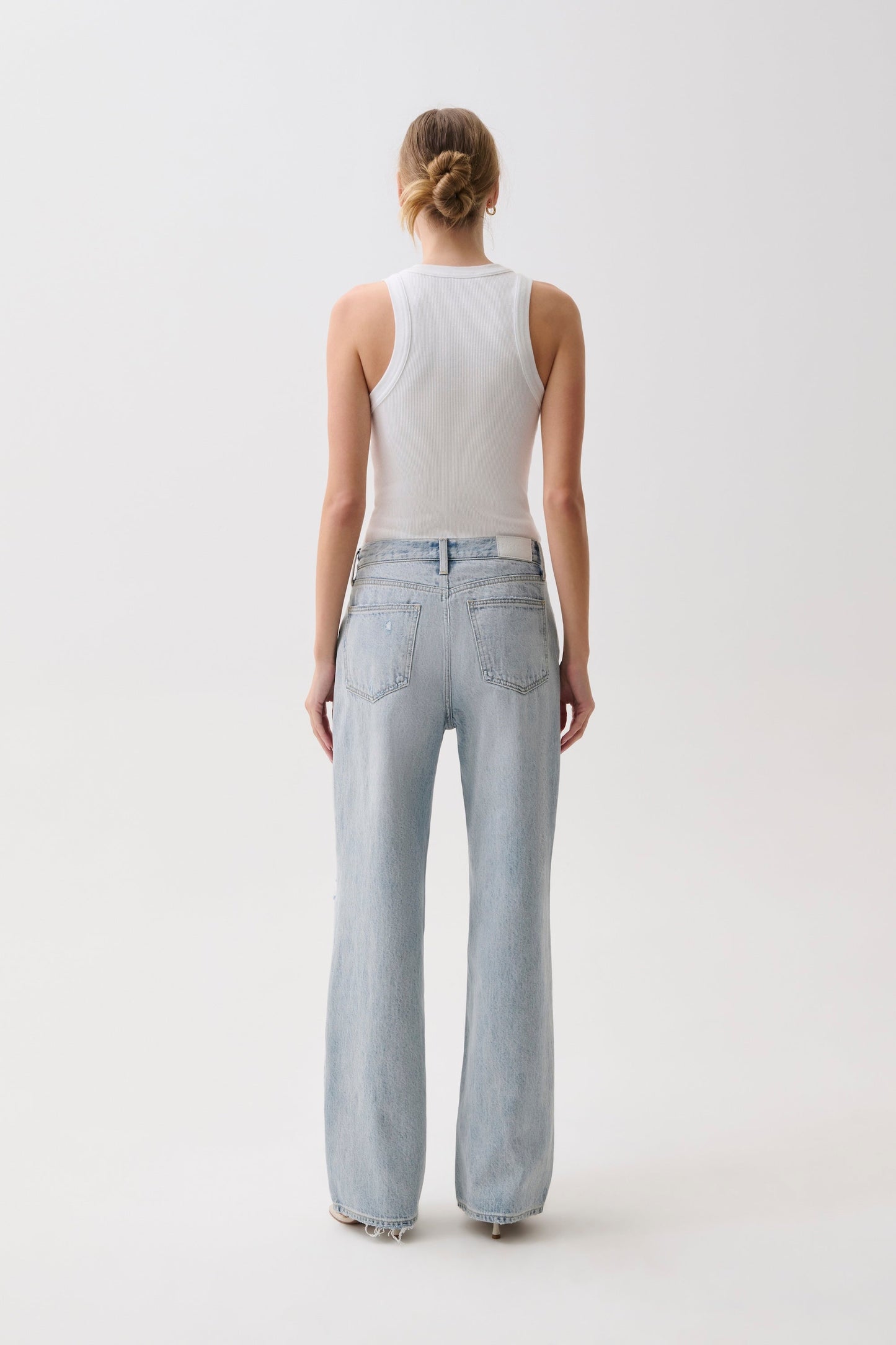 Allostudios – Hendrix Højtaljede Baggy Jeans - Slidt Lys Blå