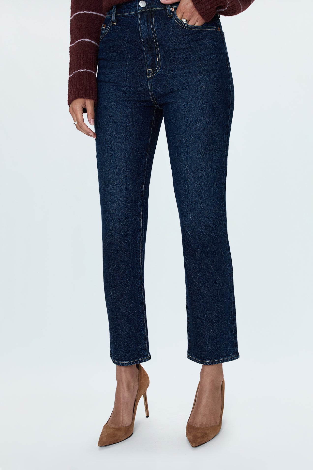 Allostudios – Bri Højtaljede Slim Straight Jeans - Midnatsblå Denim