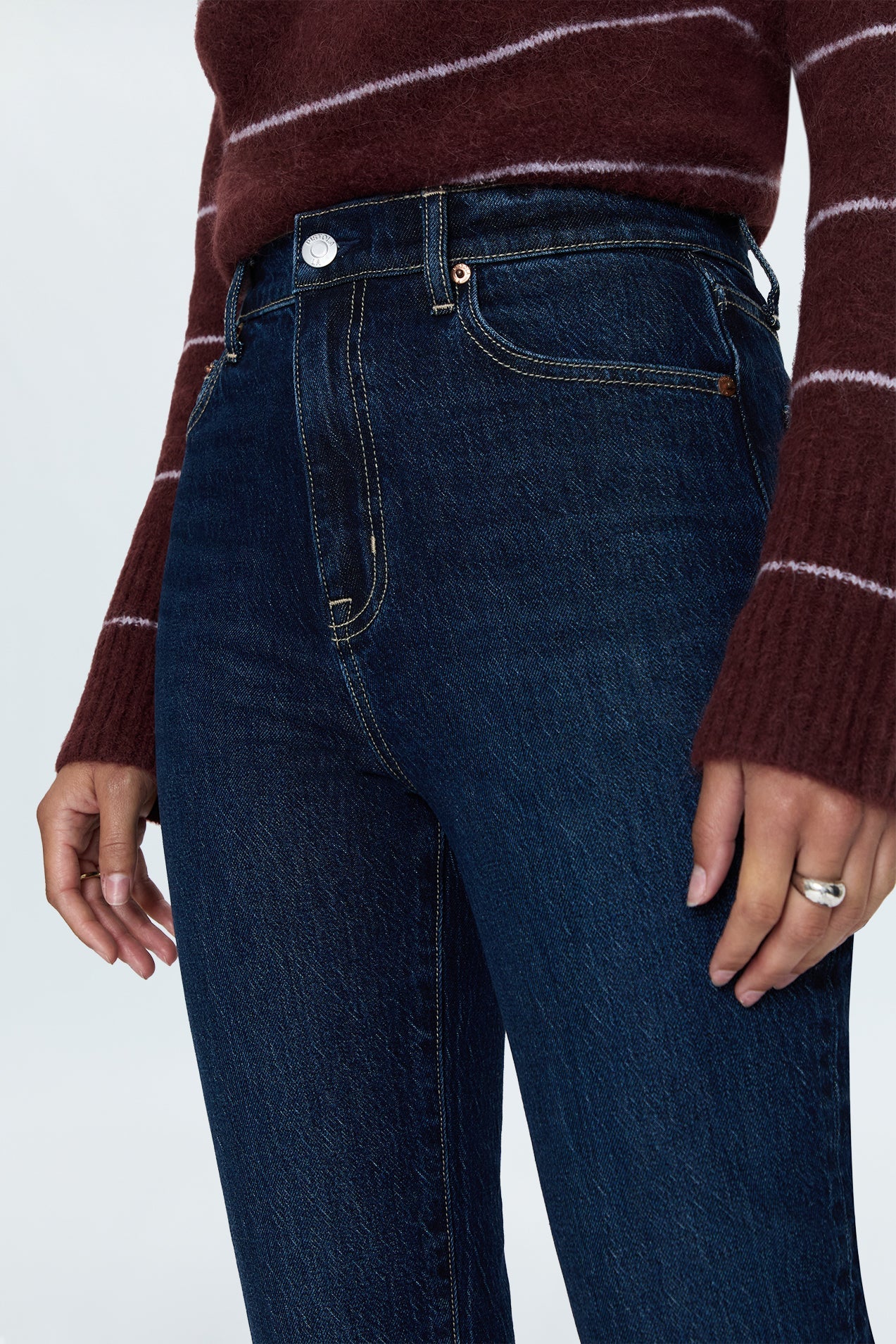 Allostudios – Bri Højtaljede Slim Straight Jeans - Midnatsblå Denim