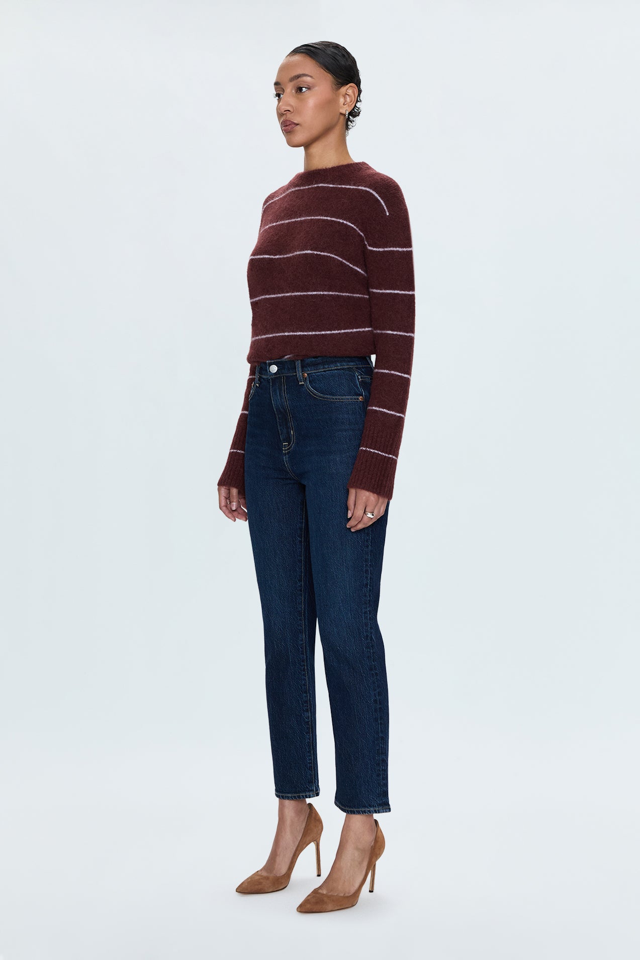 Allostudios – Bri Højtaljede Slim Straight Jeans - Midnatsblå Denim