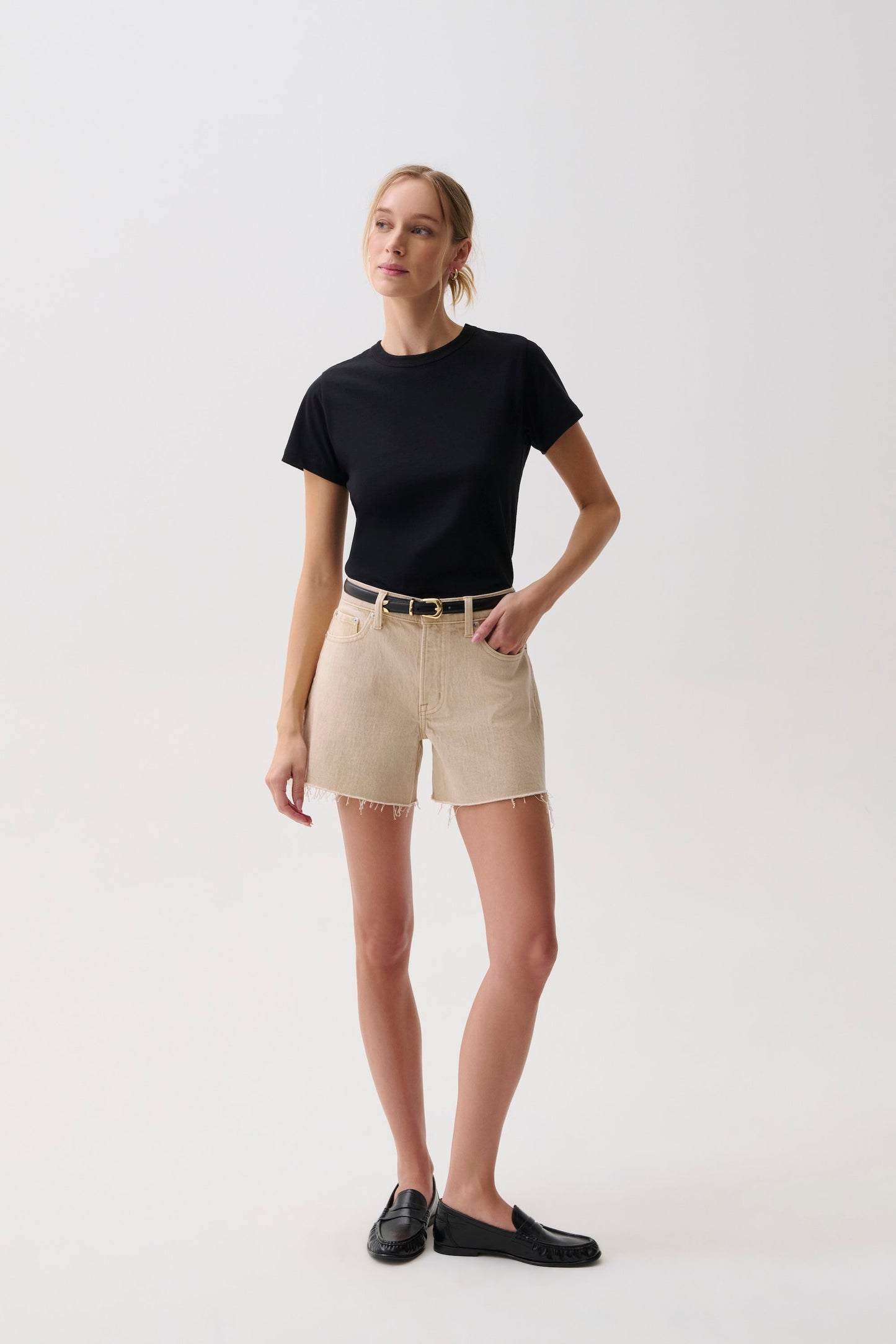 Allostudios – Kennedy Mellemhøje Denim Shorts - Honninggul