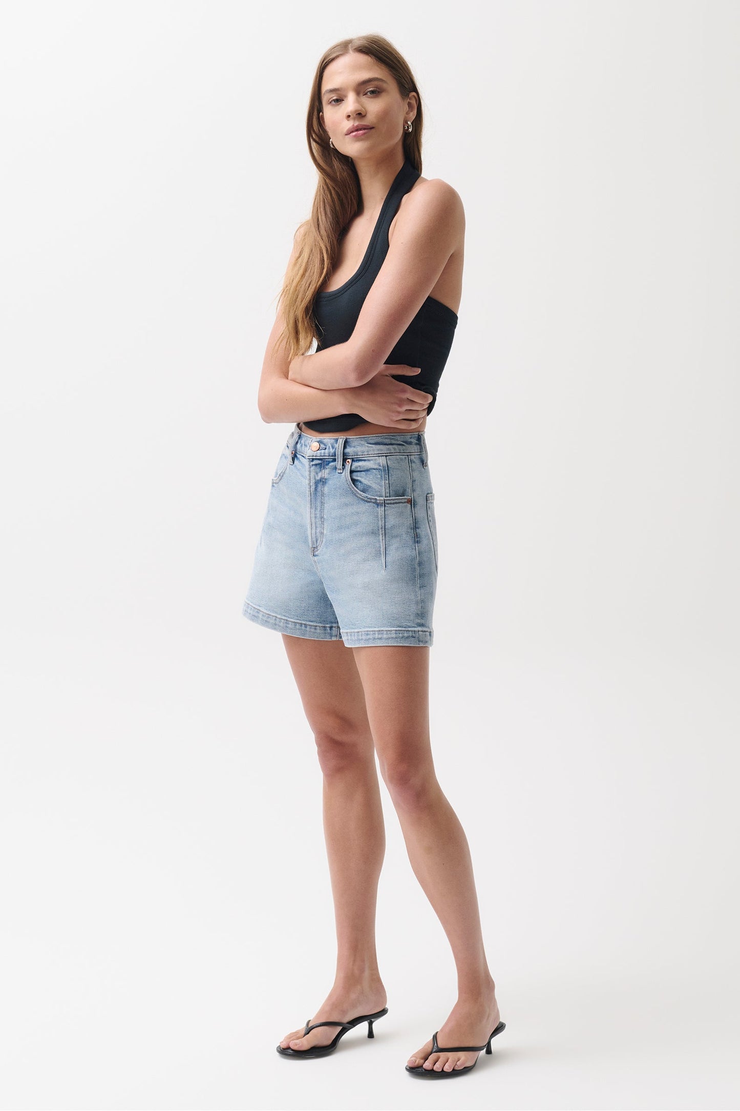 Allostudios Aoki Højtaljede A-line Shorts - Stålblå