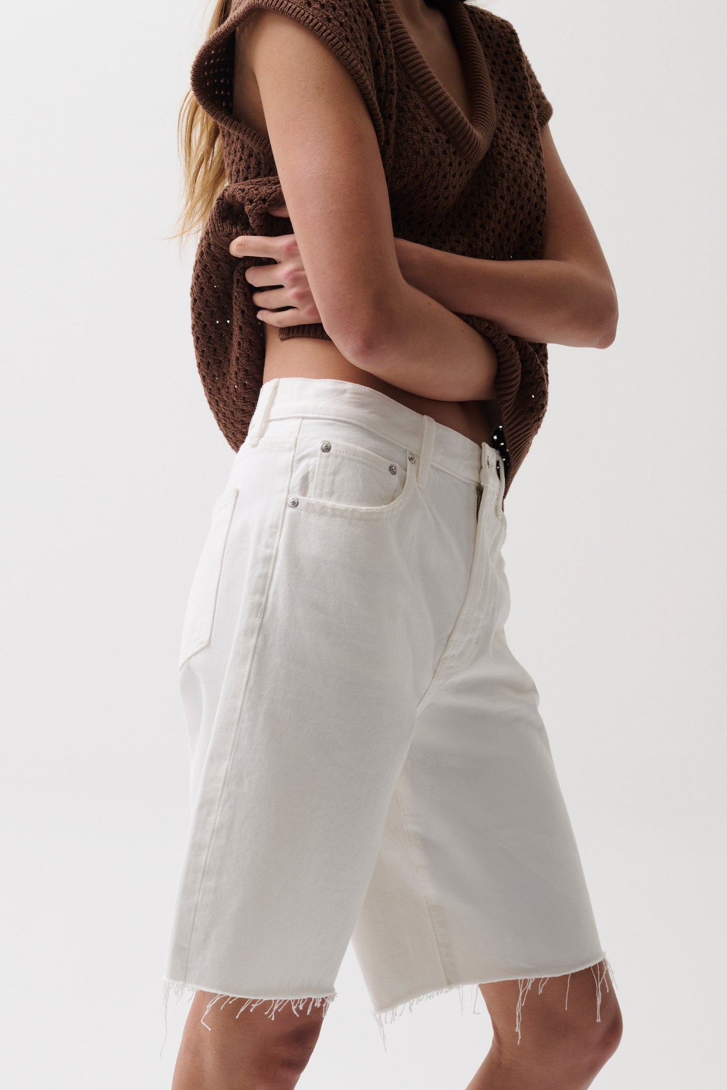 Allostudios – Nolan Afslappede Straight Denim Shorts - Hvid