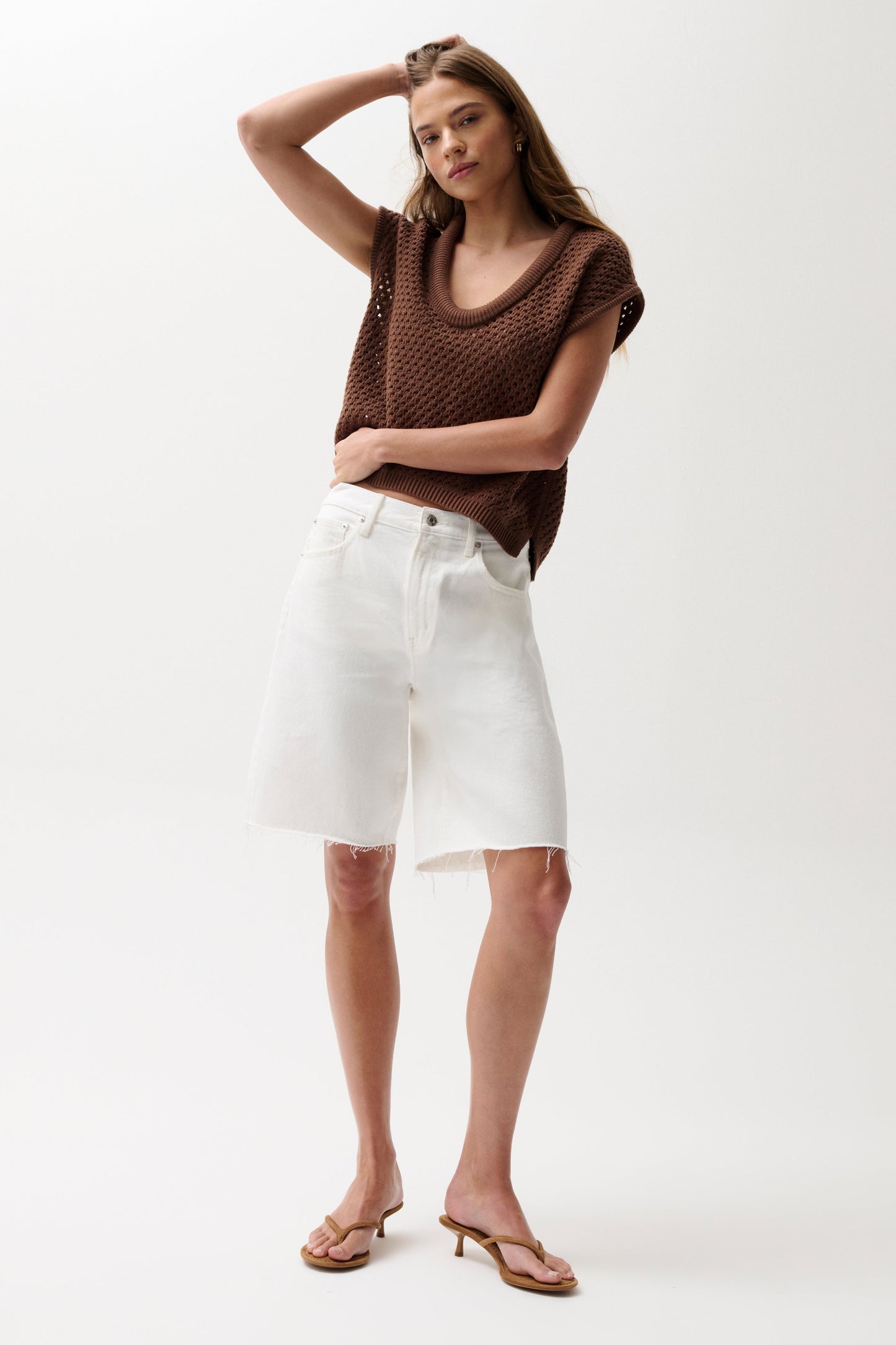 Allostudios – Nolan Afslappede Straight Denim Shorts - Hvid