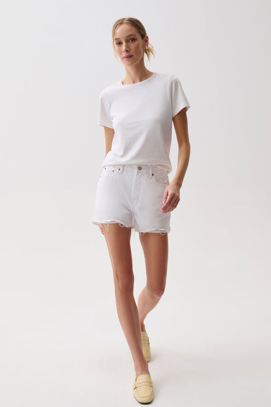 Allostudios – Nova Højtaljede Denim Shorts - Vintage Hvid