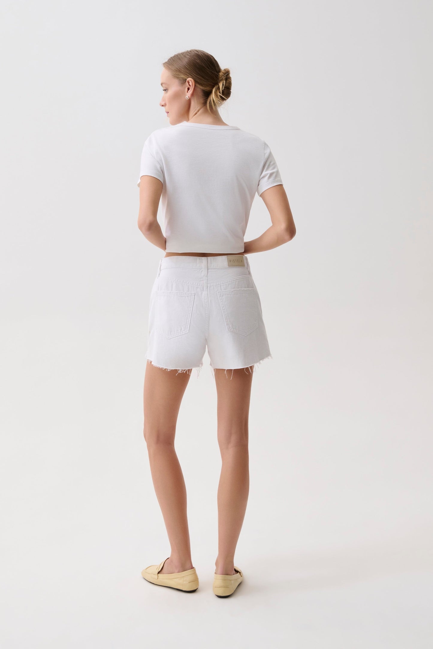 Allostudios – Nova Højtaljede Denim Shorts - Vintage Hvid