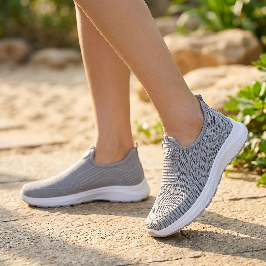 Sneakers med Slip-On Design | Strikket Overdel & Let Sål | Komfortabel & Afslappet Stil