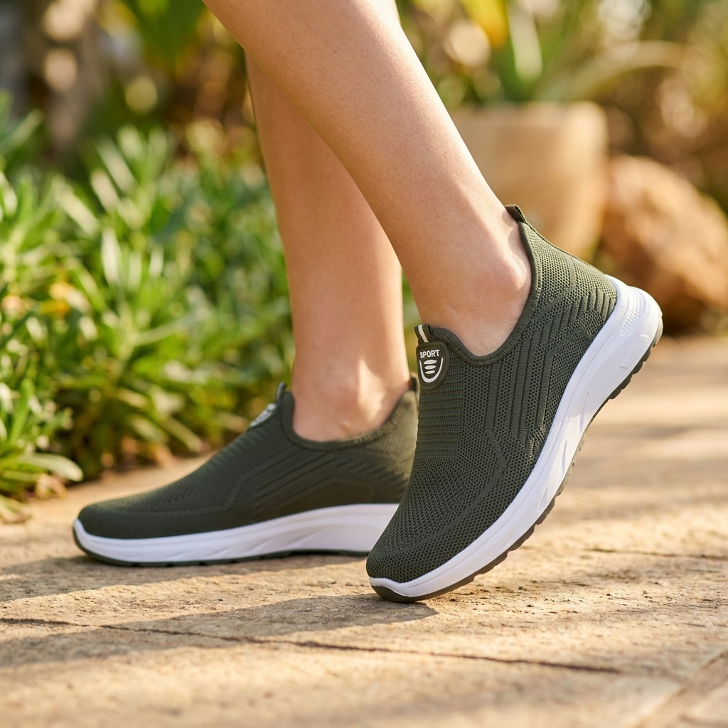 Sneakers med Slip-On Design | Strikket Overdel & Let Sål | Komfortabel & Afslappet Stil