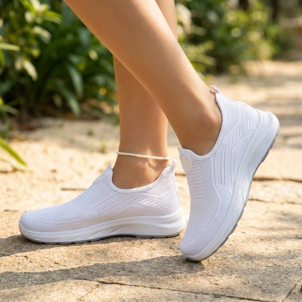 Sneakers med Slip-On Design | Strikket Overdel & Let Sål | Komfortabel & Afslappet Stil