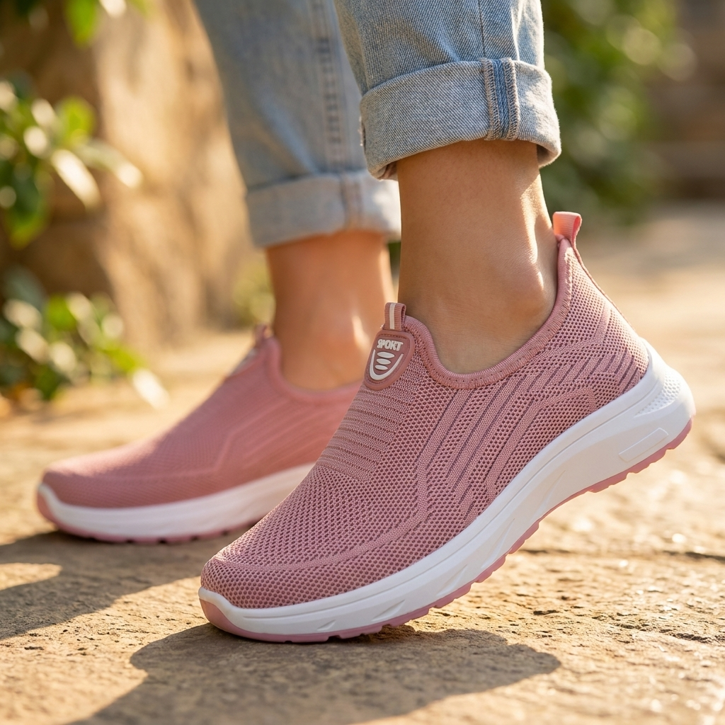 Sneakers med Slip-On Design | Strikket Overdel & Let Sål | Komfortabel & Afslappet Stil