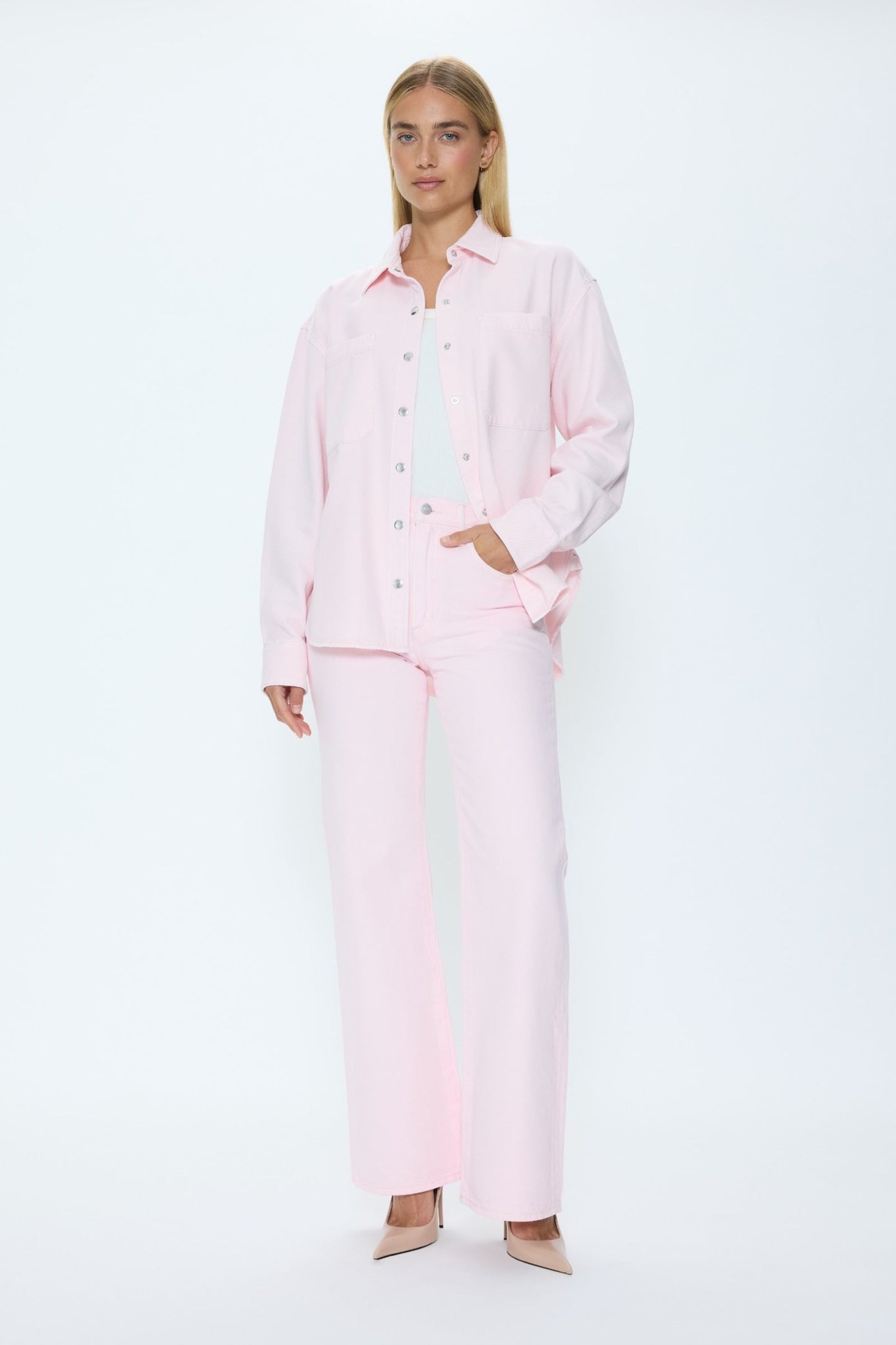 Allostudios – Elin Fluid Denim Overshirt - Blush Rosa
