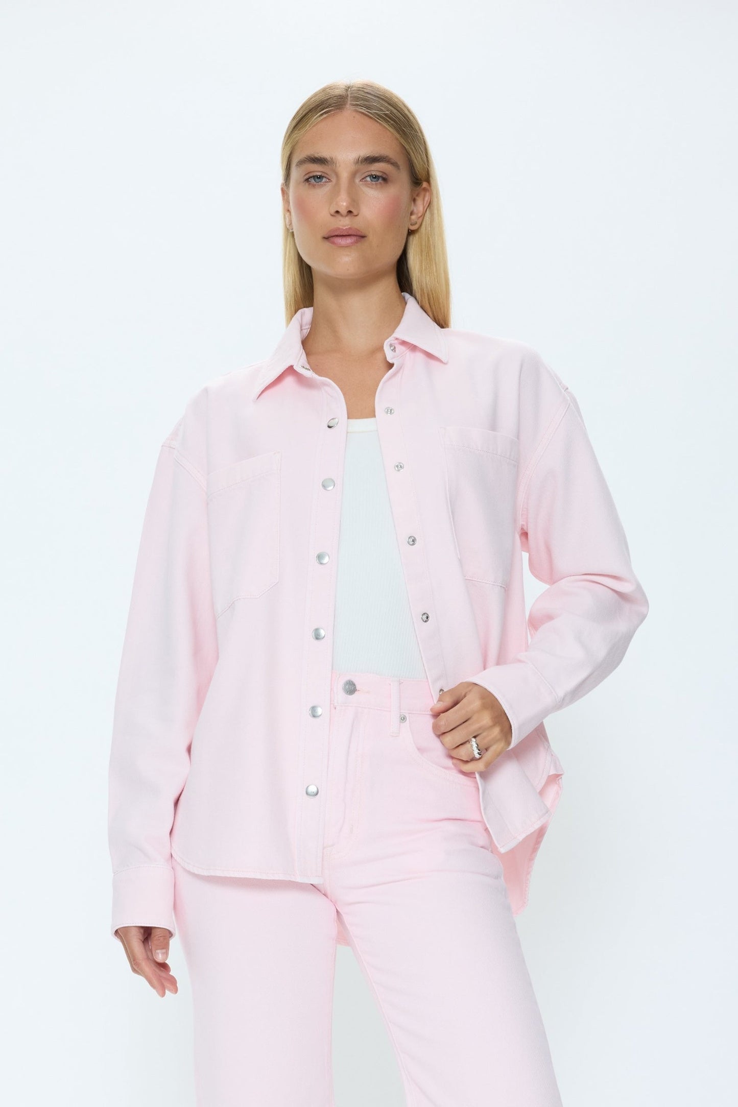 Allostudios – Elin Fluid Denim Overshirt - Blush Rosa