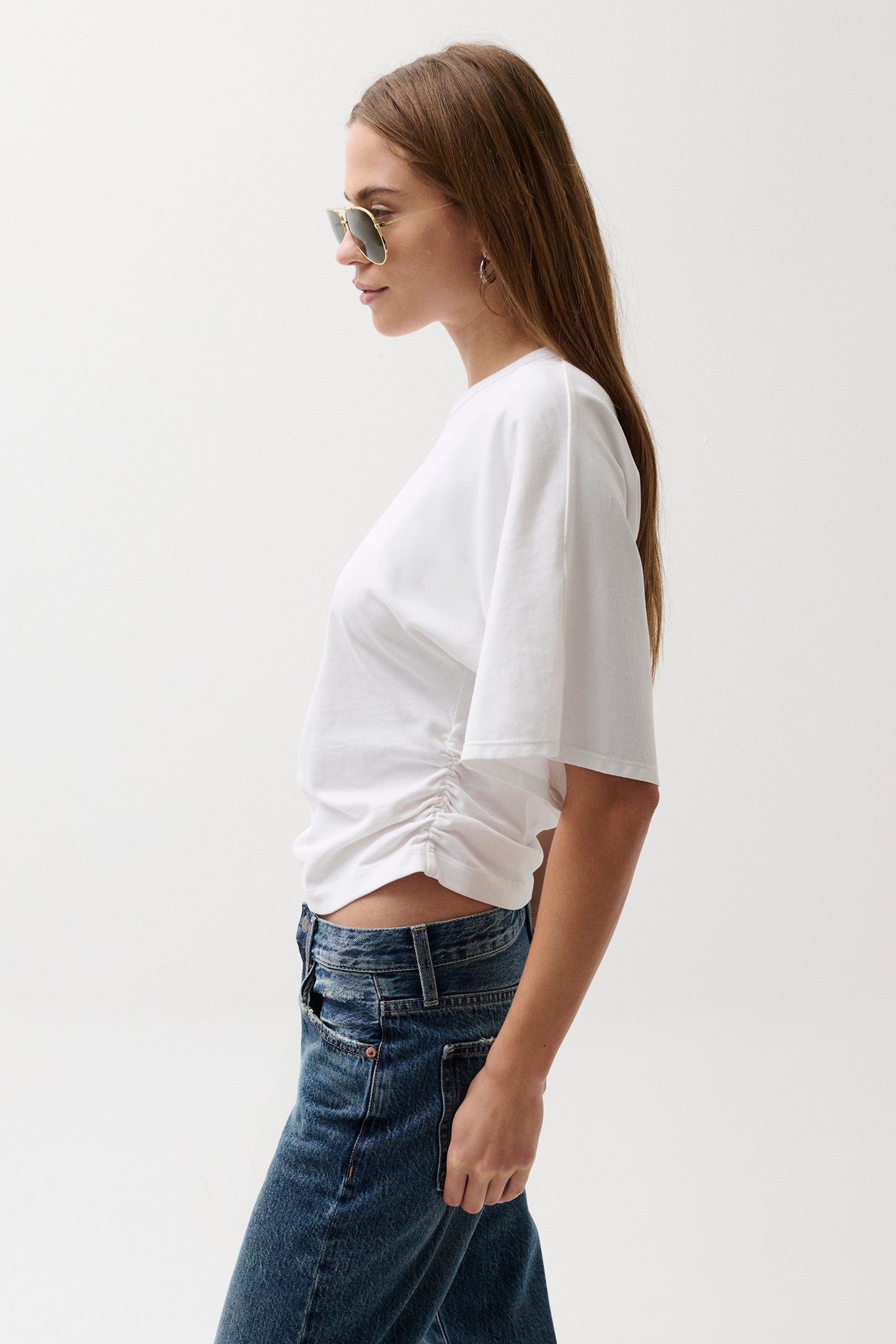 Allostudios – Veronica Kimono Sleeve Fitted Tee - Hvid