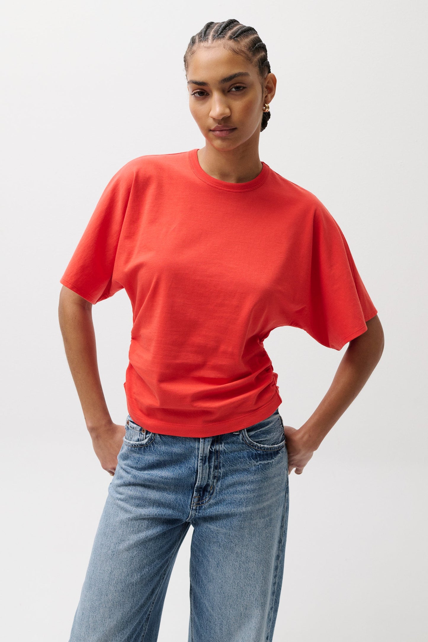 Allostudios Veronica Kimono Sleeve Fitted Tee - Valmuerød