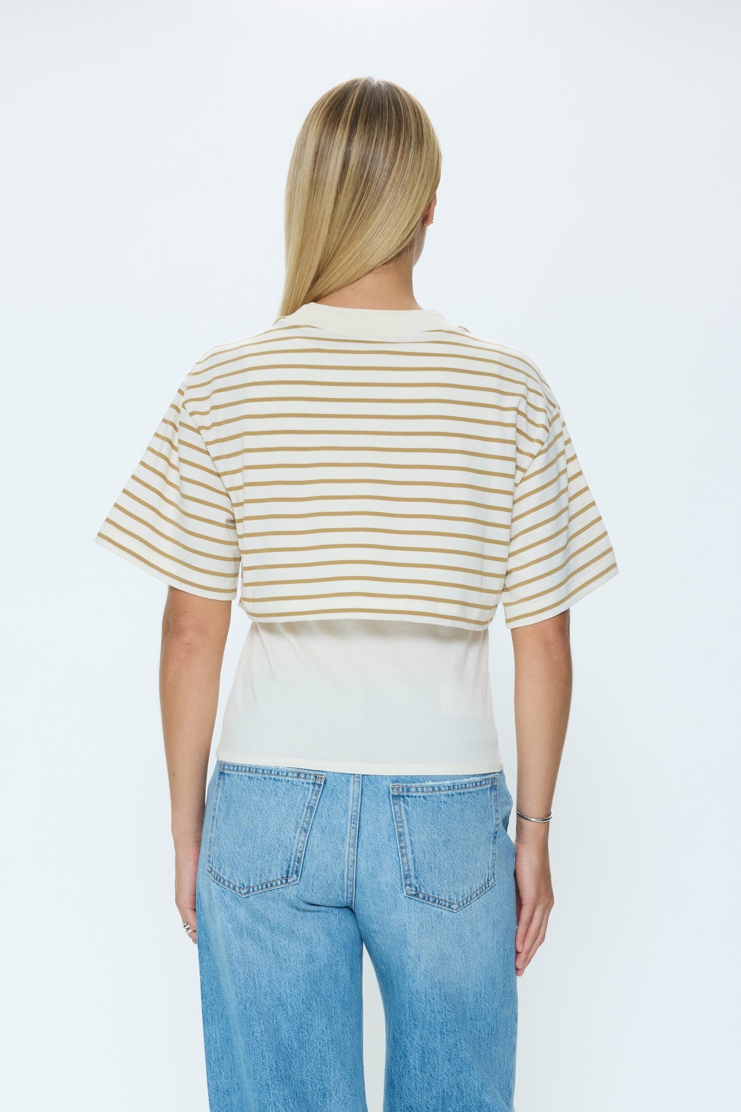 Allostudios – Camryn Boxy T-shirt med Overlay - Beige