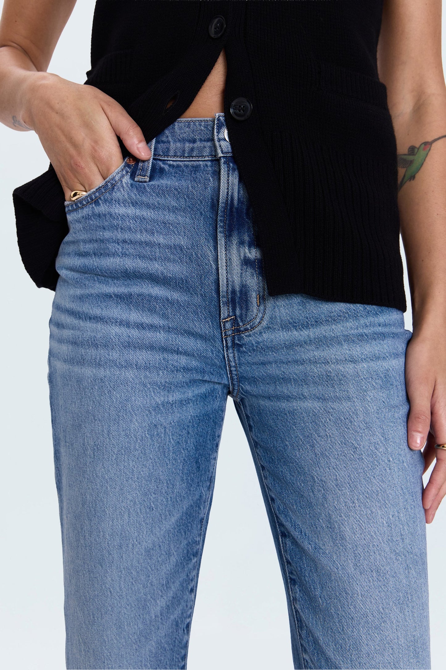 Allostudios – Bri Højtaljede Slim Straight Jeans - Mørk Blå