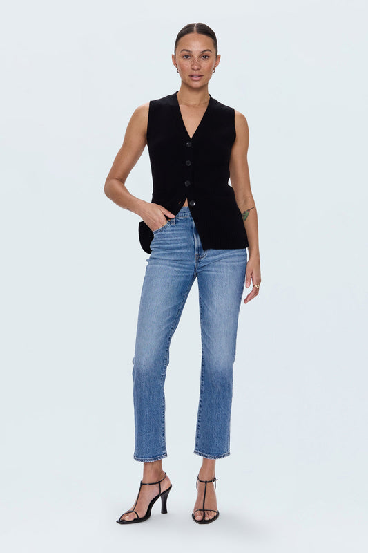 Allostudios – Bri Højtaljede Slim Straight Jeans - Mørk Blå
