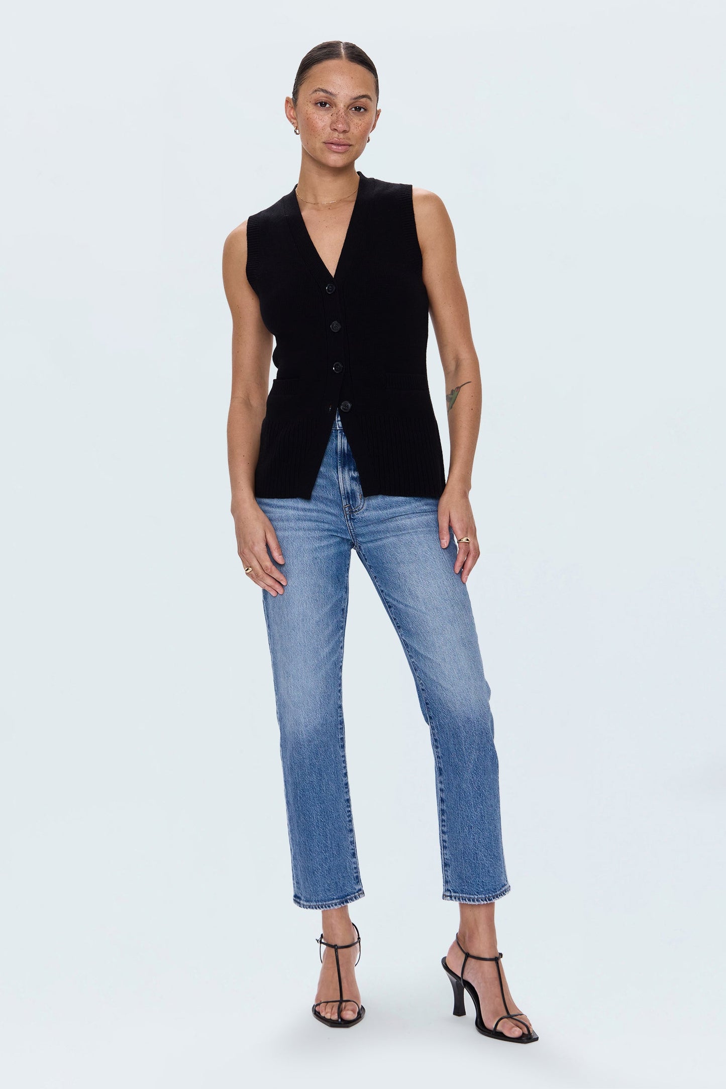 Allostudios – Bri Højtaljede Slim Straight Jeans - Mørk Blå