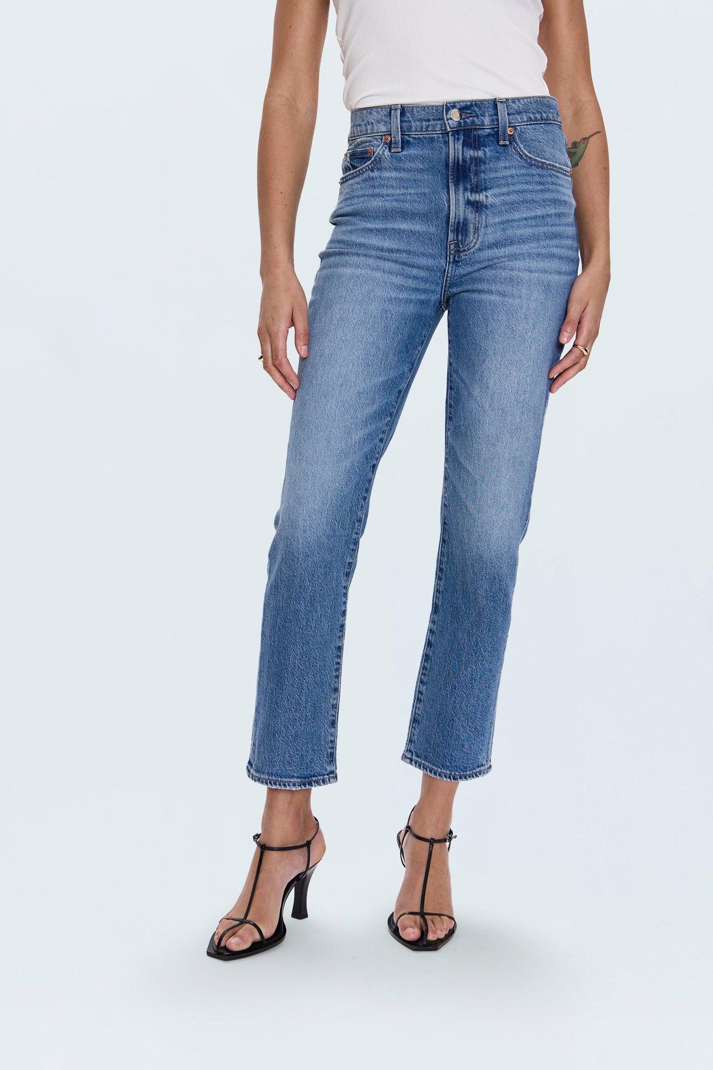 Allostudios – Bri Højtaljede Slim Straight Jeans - Mørk Blå